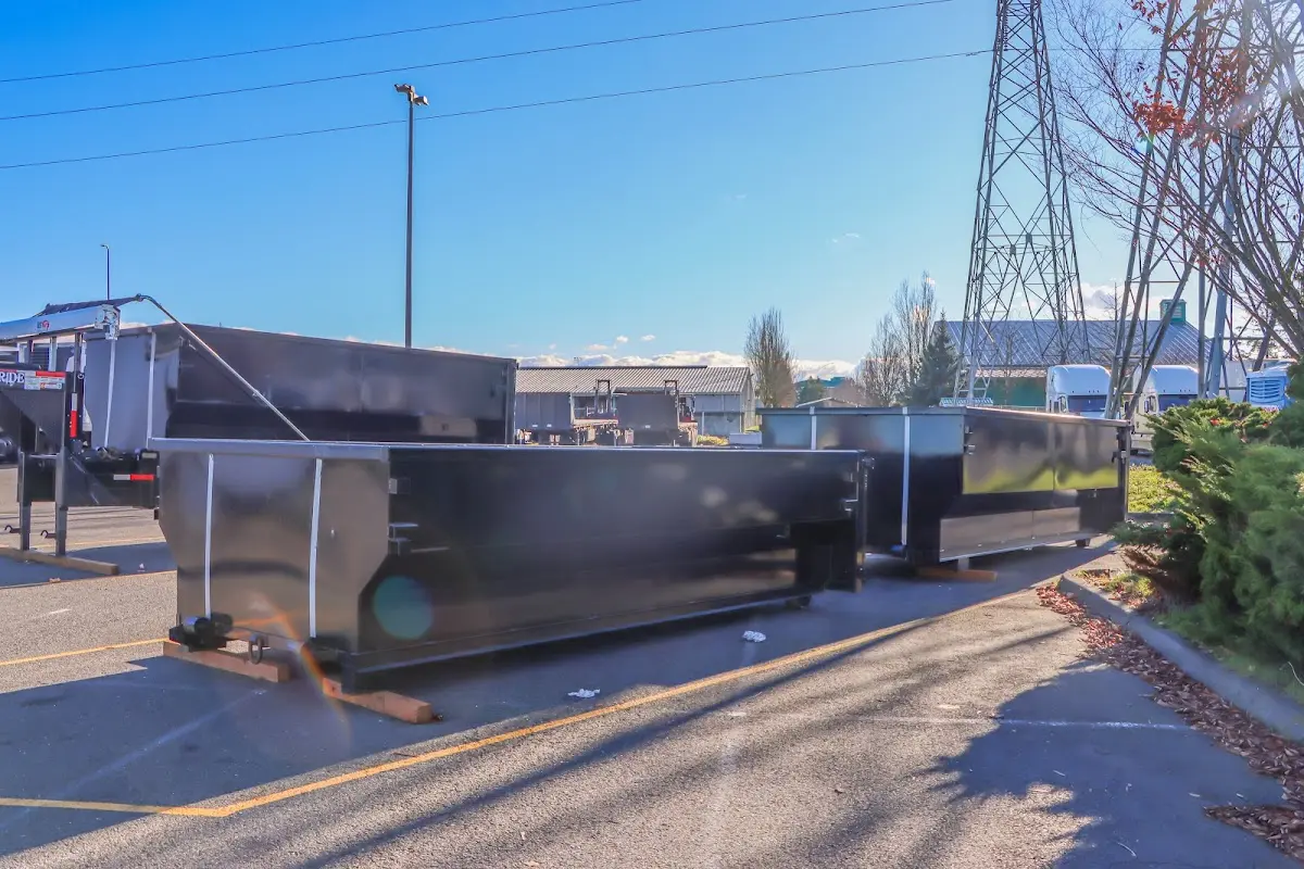 Roll-off dumpster ready for waste disposal at job site for Cleanout Dumpster Rental in Towson
